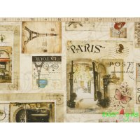 Baumwolle Stoff Paris retro Digitaldruck