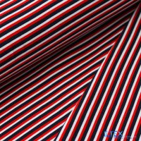 Jersey Stoff Parade Stripe dunkelblau rot