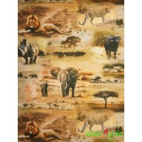 Baumwolle Stoff Tiere Afrika Big Five Dekostoff