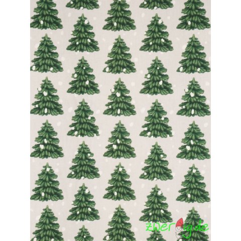 Rentiere Tannen und Vögel grün-weiß 140cm Weihnachtsstoff 