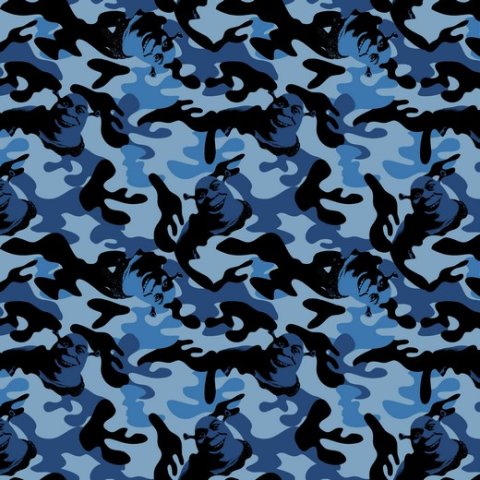 Baumwolle Stoff Shrek Camouflage blau