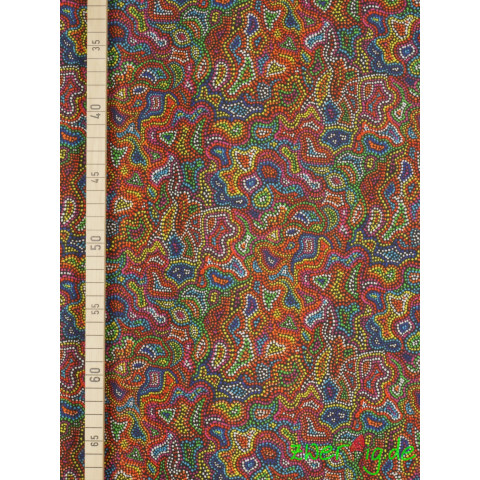 Baumwolle Stoff dunkelblau bunt Mosaik Aborigine