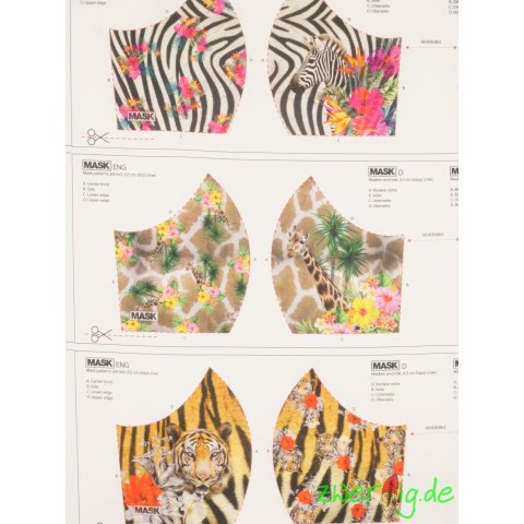 Stenzo Baumwolle Stoff Maskenvordruck Animals Design Collection