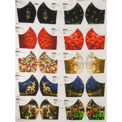 Stenzo Baumwolle Stoff Maskenvordruck Chrismas Design Collection Christmas