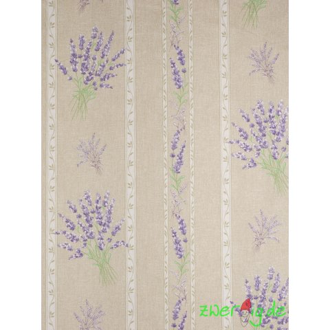 Baumwolle Stoff Lavendel provenzalische Bordüre auf natur