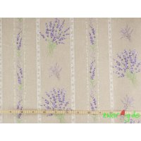 Baumwolle Stoff Lavendel provenzalische Bordüre auf natur