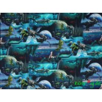 French Terry Dinos underwater Digitaldruck
