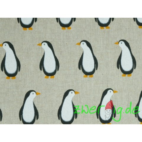 Baumwolle Mix Stoff Pinguine auf natur