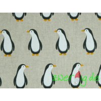 Baumwolle Mix Stoff Pinguine auf natur