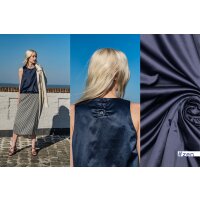 Baumwolle Satin stretch uni dunkelblau ZEN - TEMPEST