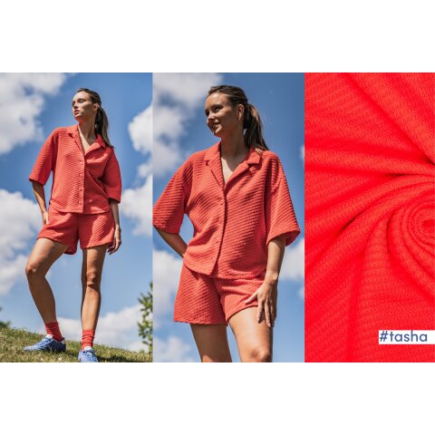 Baumwolle Strickstoff rot TASHA, TESNI