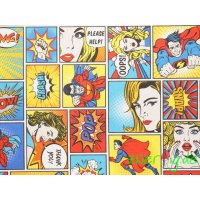 Baumwolle Mix Stoff Superheld Comic Pop-Art bunt