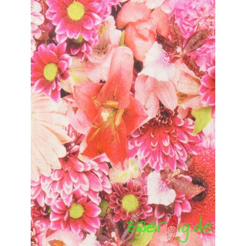 Baumwolle Stoff Digitaldruck pinke Blumen