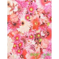 Baumwolle Stoff Digitaldruck pinke Blumen