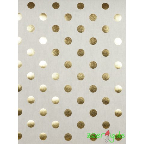 Baumwolle Mix Stoff Goldene Punkte auf weiß