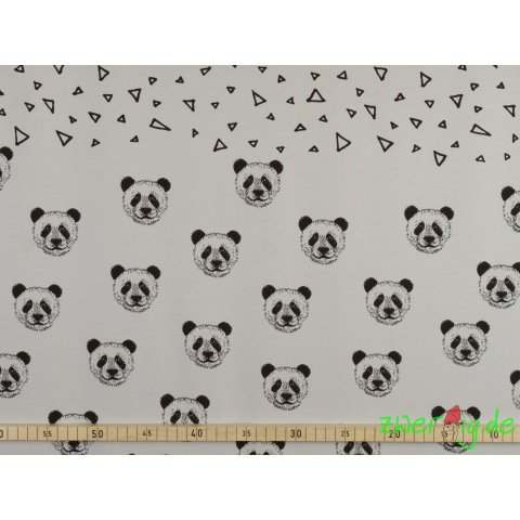 Jersey Stoff hellgrau Mister Panda Panel (90 cm x 150 cm)