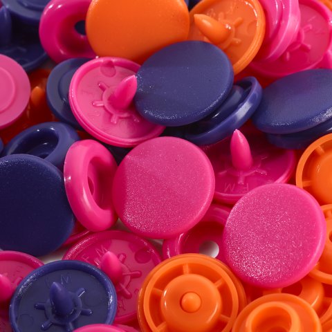 Prym Love Druckknopf Color Snaps nähfrei 12,4 mm orange/pink/violett 393006