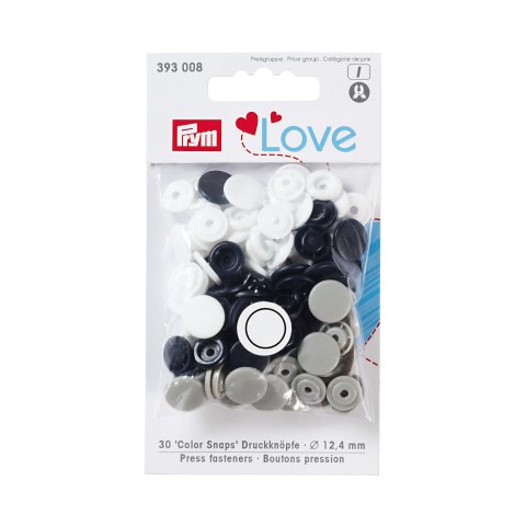 Prym Love Druckknopf Color Snaps nähfrei 12,4 mm marine/grau/weiß 393008