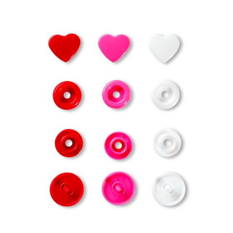Prym Love Druckknopf Color Snaps Herz 12,4 mm rot/weiß/pink 393031
