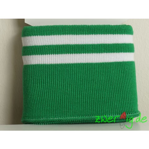 Fertigbündchen XL 7cm x 135cm grün + 2 weiße Streifen
