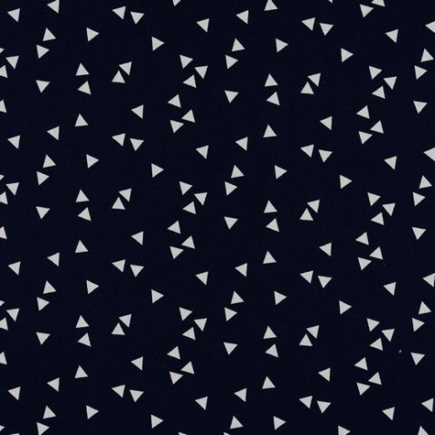 Baumwolle Stoff dunkelblau mit weißen Dreiecken