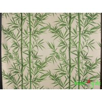 Baumwolle Mix Stoff grüne Bambusranken auf natur -...