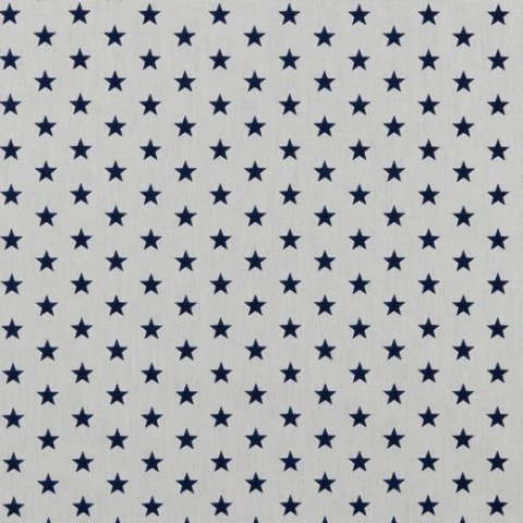 Baumwolle Stoff weiß mit Sternen dunkelblau