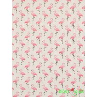 Baumwolle Stoff kleine Flamingos auf creme rosa